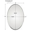Pursley Brushed Nickel Oval Mirror, by Uttermost, 20" width x 30" height x 2.25" depth thumbnail 3