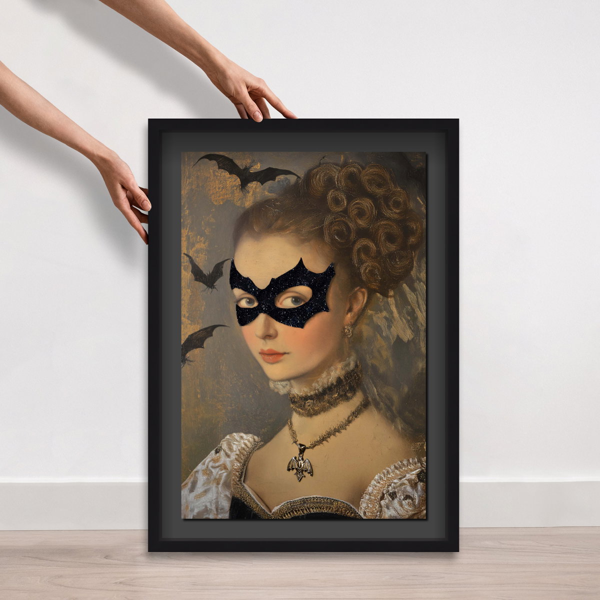 Bat Hero Lady - With Glitter (Black Mat, Black Glitter), by Oliver Gal,  20x30 View 4
