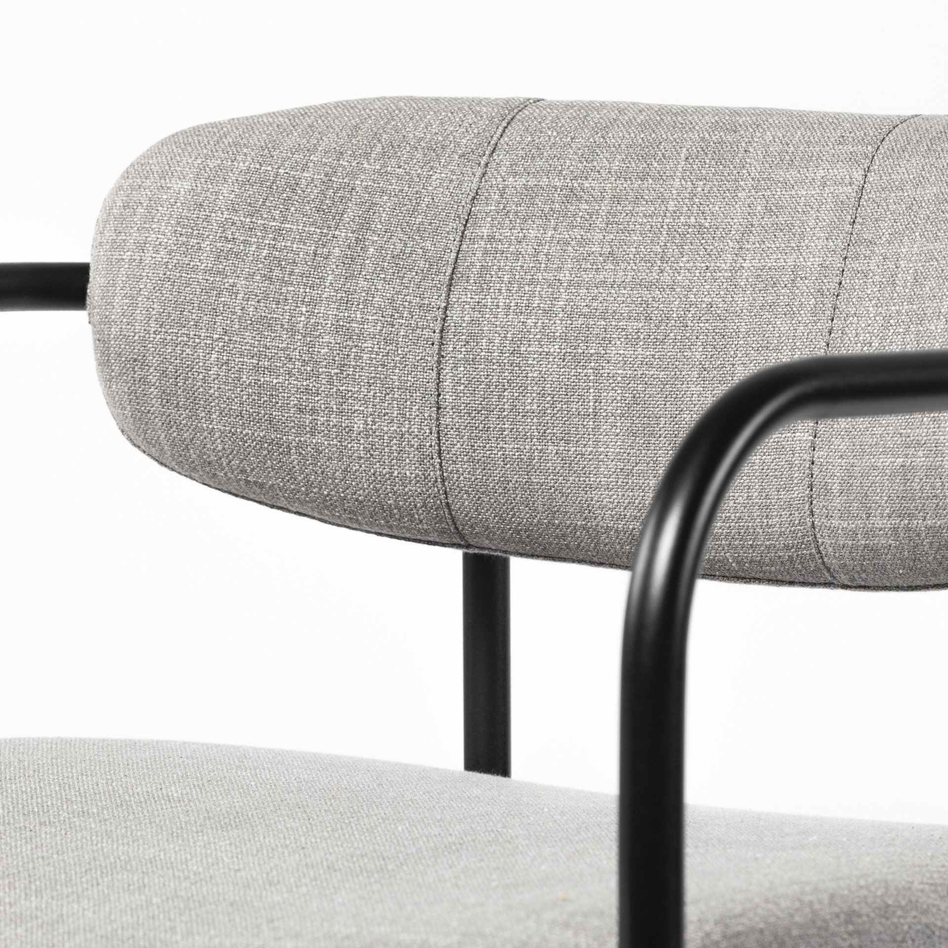 Parker Gray Fabric Seat Black Metal Bar Stool large image 