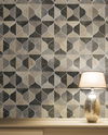 Burlwood Ogee Black & Taupe Wallpaper thumbnail 3