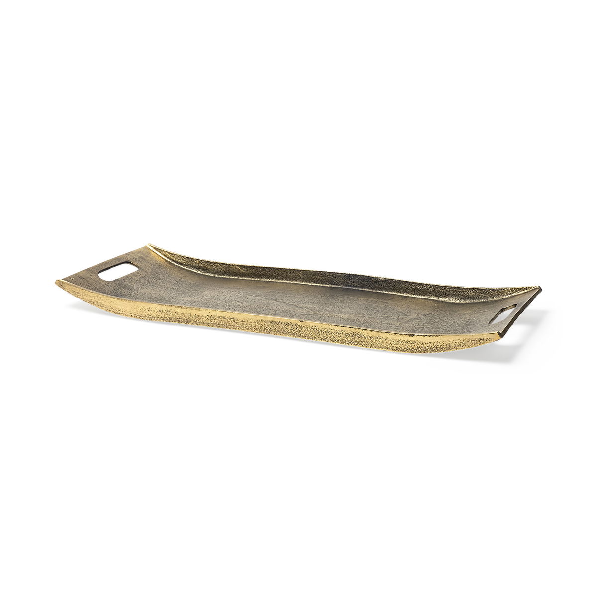Drey 24L x 10W Gold Rectangular Tray, Decorative Tray by Mercana, 24" length x 9.75" width x 1" height View 1