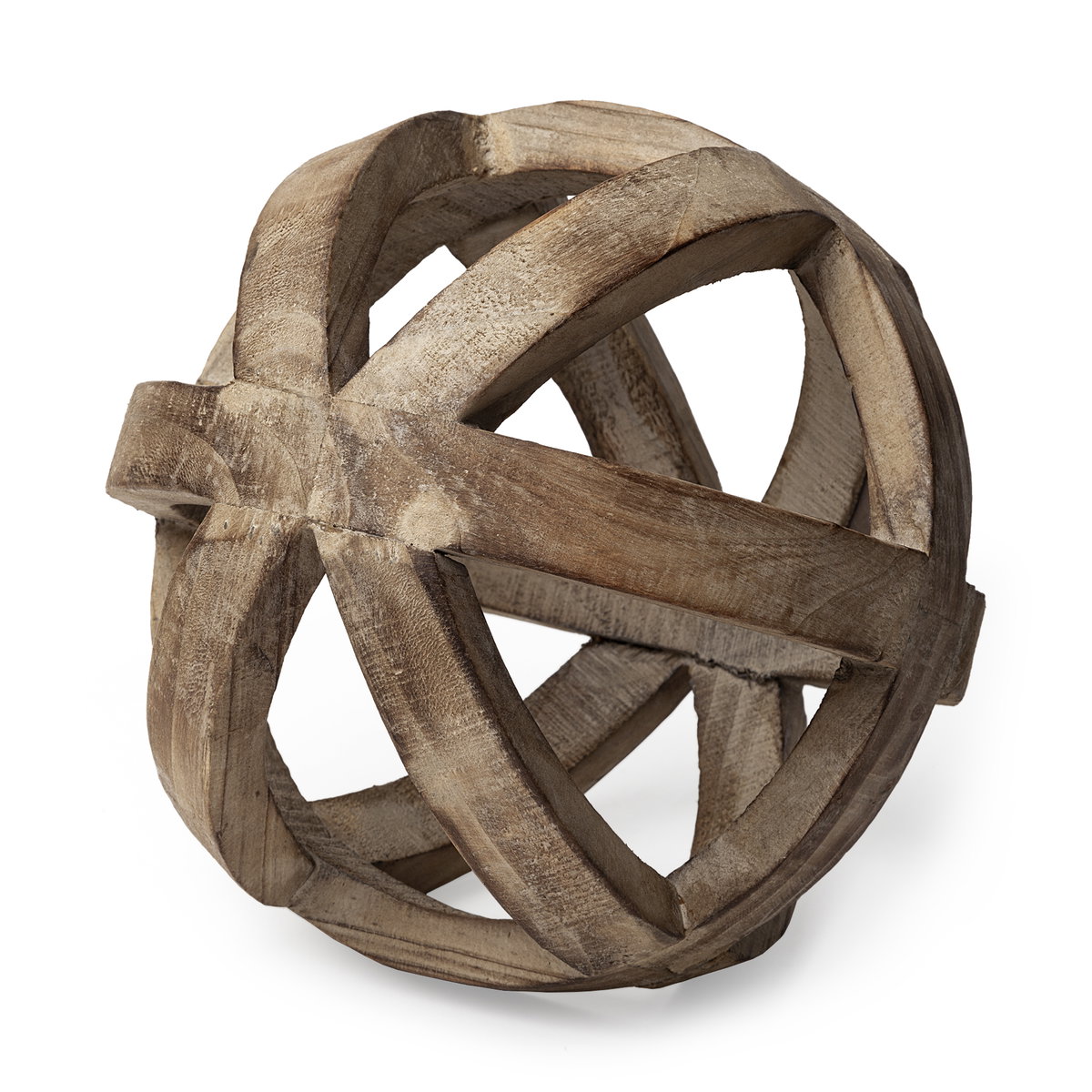 Tibik 8L x 8W Natural Wooden Orb, Decorative Object by Mercana, 8" length x 8" width x 8" height View 1