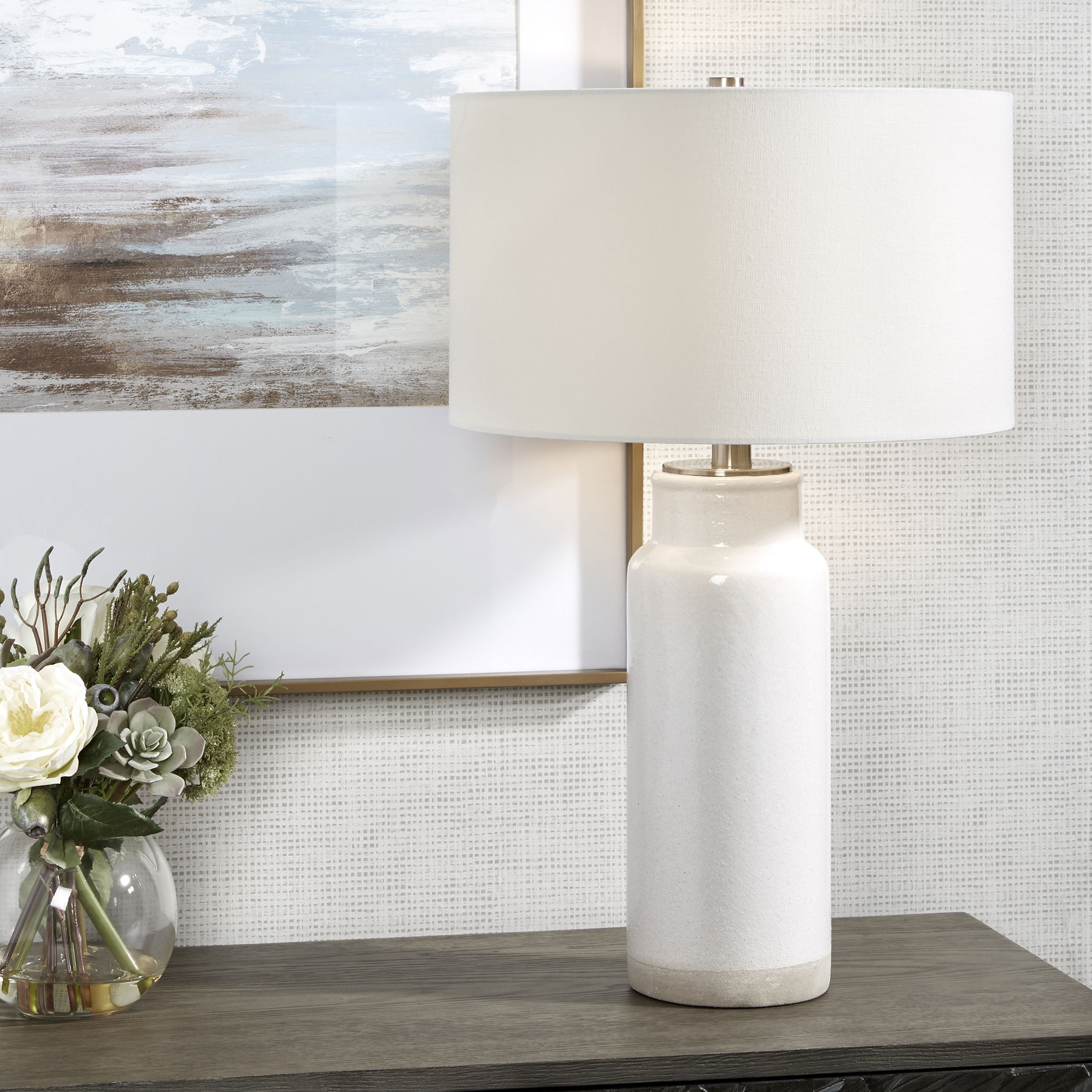 Albany White Farmhouse Table Lamp large image 