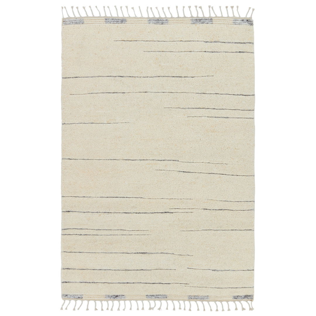 Keoka Striped Hand-Knotted Wool Area Rug in Cream/Gray large image 