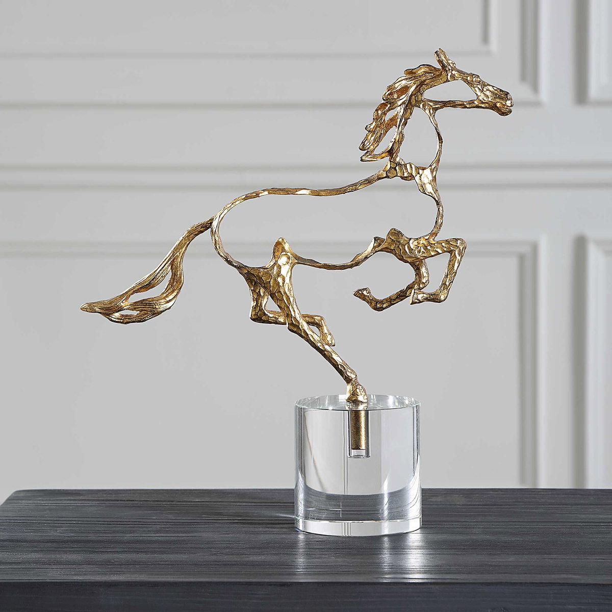 Gallop Gold Sculpture, Figurines & Statue by Uttermost, 14" width x 14.75" height x 4" depth View 3
