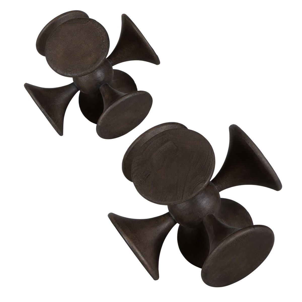 Balanced Harmony Dark Wooden Sculptures Set/2, Figurines & Statue by Uttermost, 10" width x 10" height x 10" depth View 7