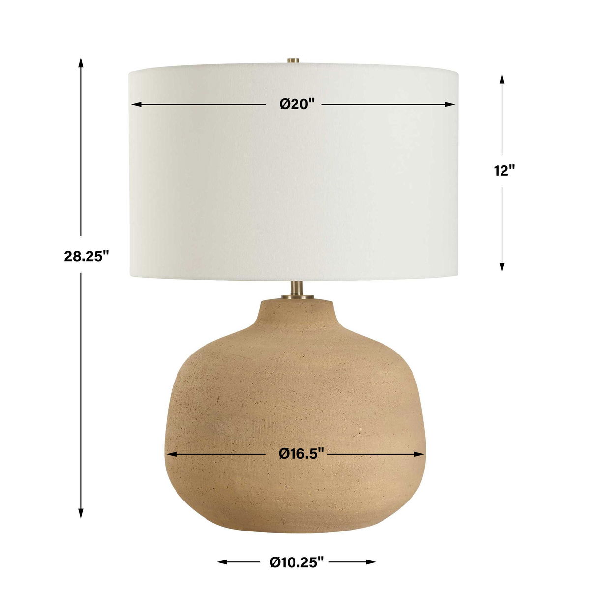 Cline Terracotta Table Lamp, by Uttermost, 20" width x 28.25" height x 20" depth View 3