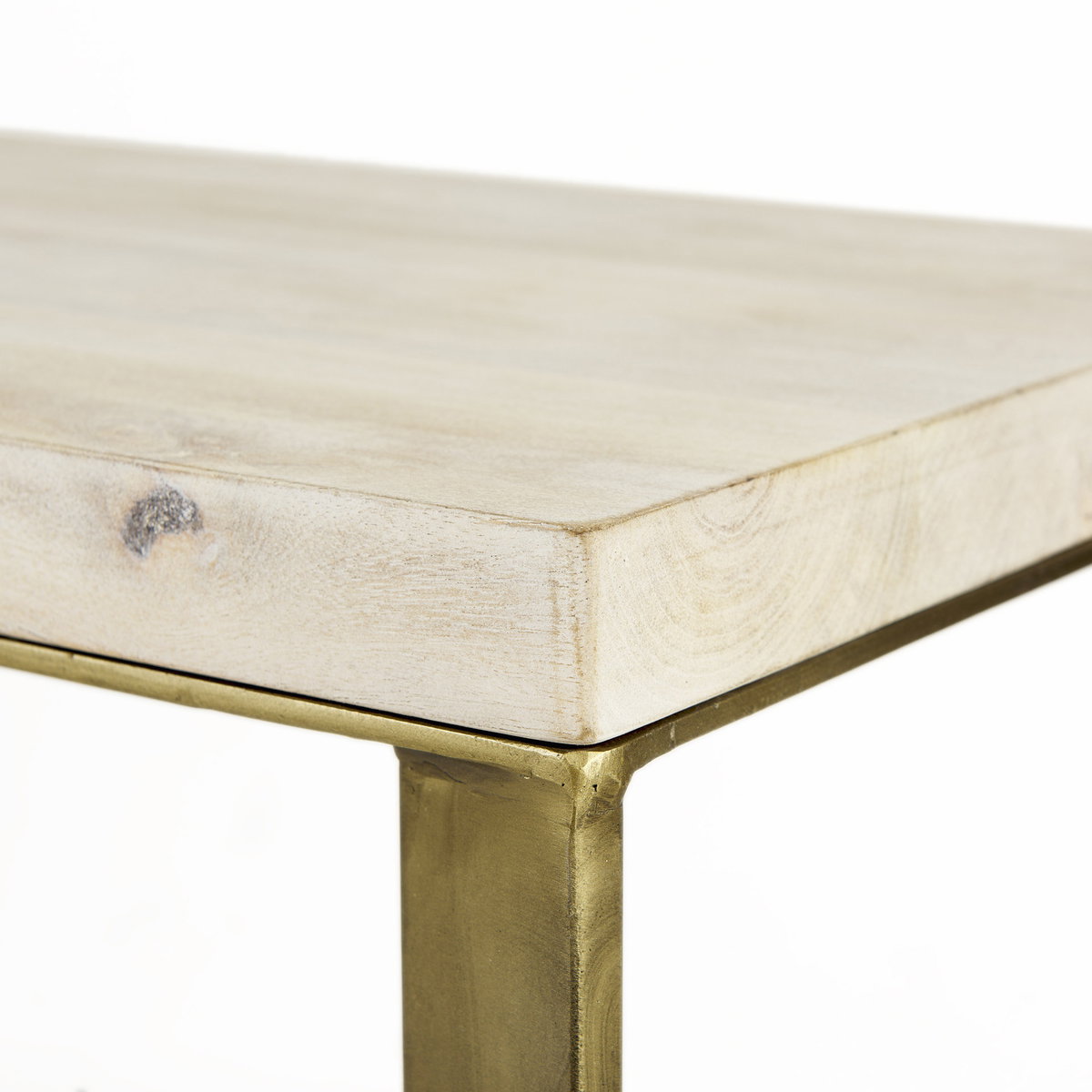Faye 50L x 15W x 30H Beige Finished Wood with Gold Metal Base Console Table, by Mercana, 50" length x 15" width x 30" height View 7