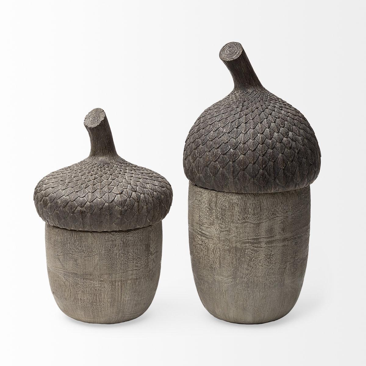 Mandor I (Small) 6L x 6W Brown Resin Acorn Box, Boxe by Mercana, 5.51" length x 5.51" width x 8.66" height View 3