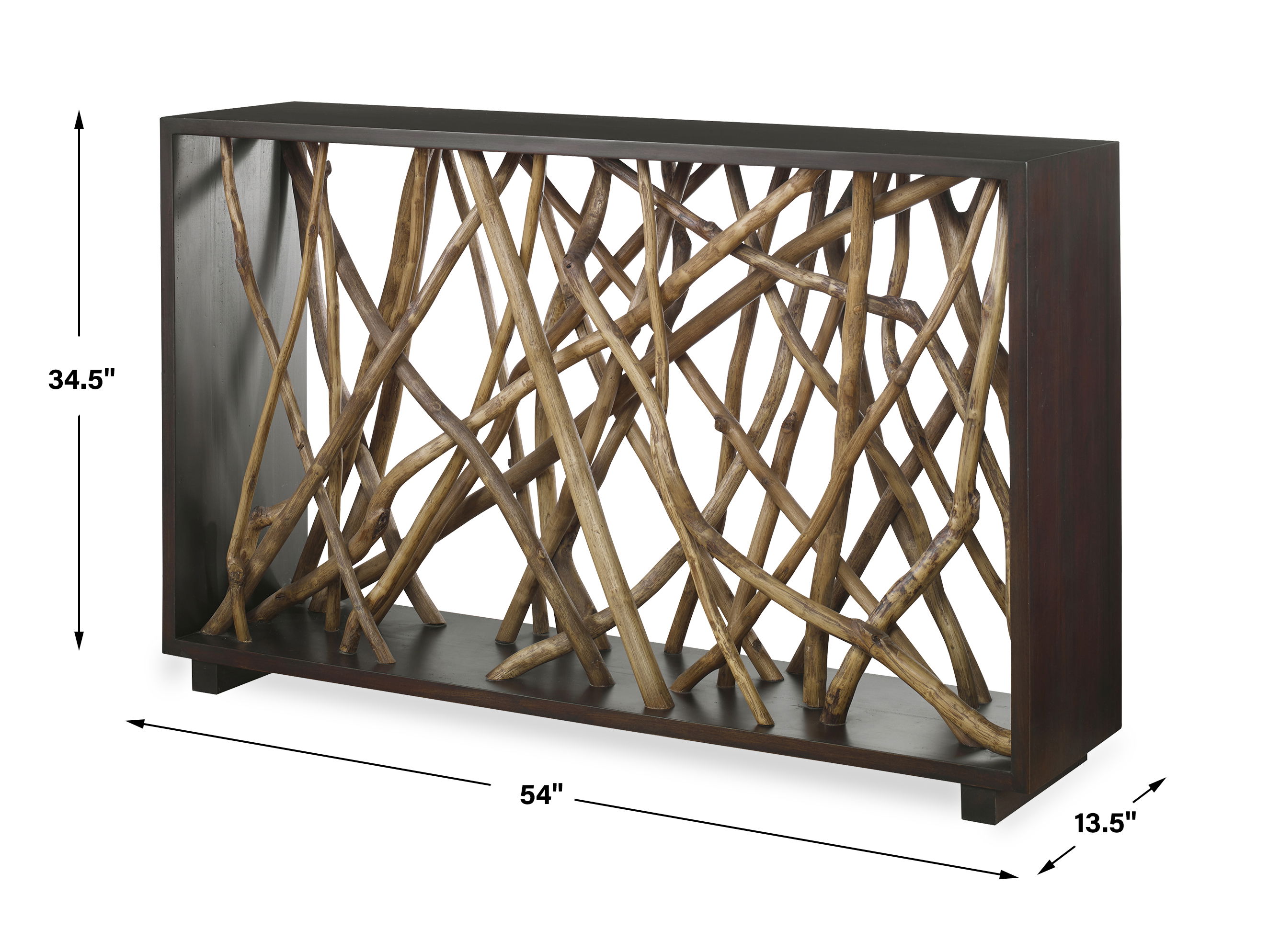 Teak Maze Console Table, Furniture by Uttermost, 54" width x 34" height x 13.5" depth View 3
