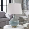 Celinda Blue Gray Glass Lamp, Table Lamp by Uttermost, 15.5" width x 24.75" height x 14" depth thumbnail 2