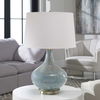 Celinda Blue Gray Glass Lamp, by Uttermost, 15.5" width x 24.75" height x 14" depth thumbnail 2