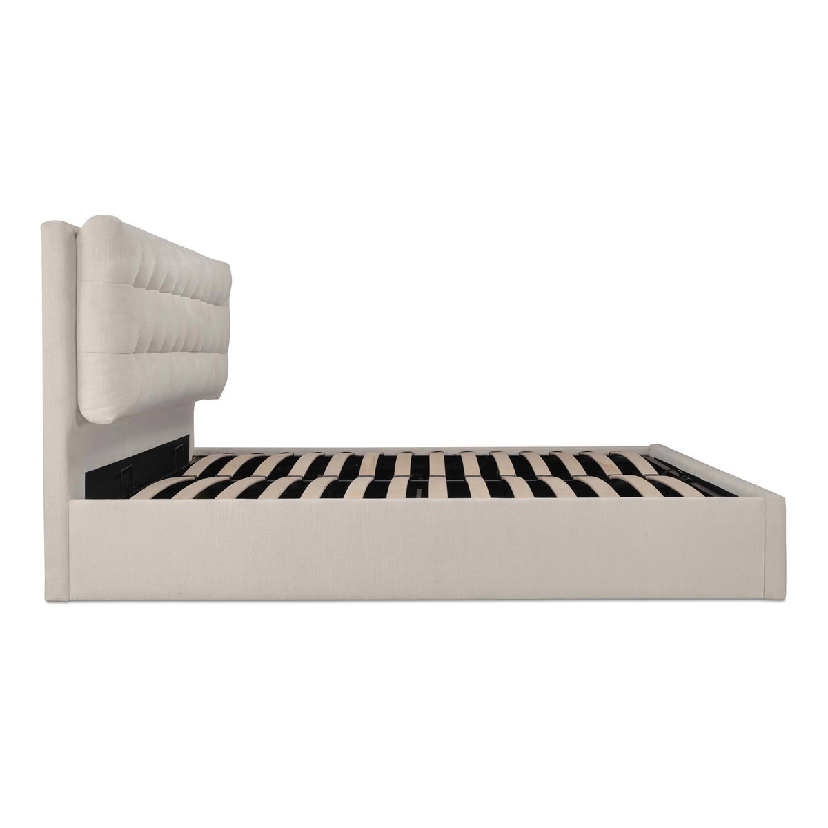 Sebastion King Storage Bed Cream, by Moe's Home, 6'8.31" width x 3'8.88" height x 7'1.43" depth View 3