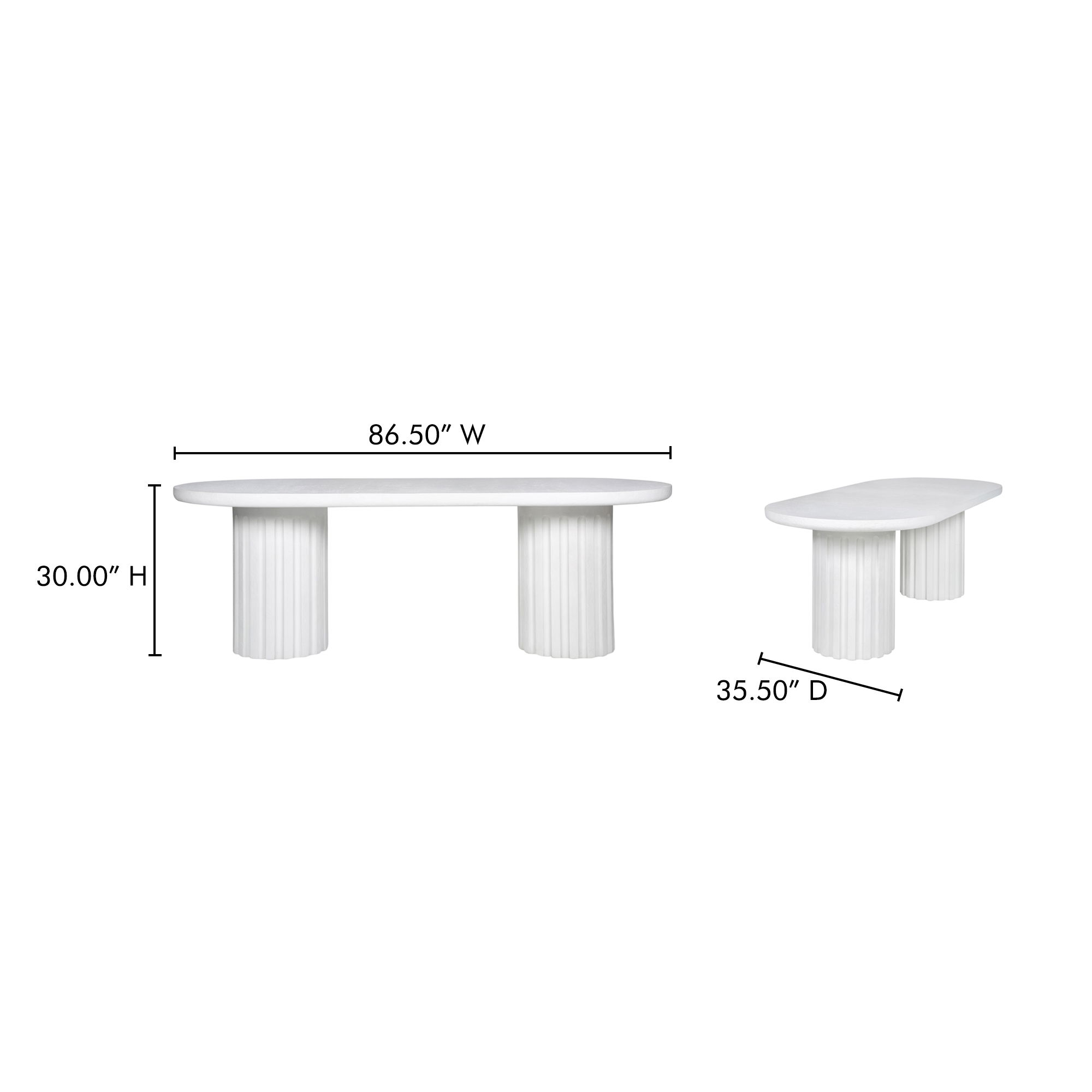 Eris Outdoor Dining Table White, Outdoor Table by Moe's Home, 7'2.5" width x 2'6" height x 2'11.5" depth View 9