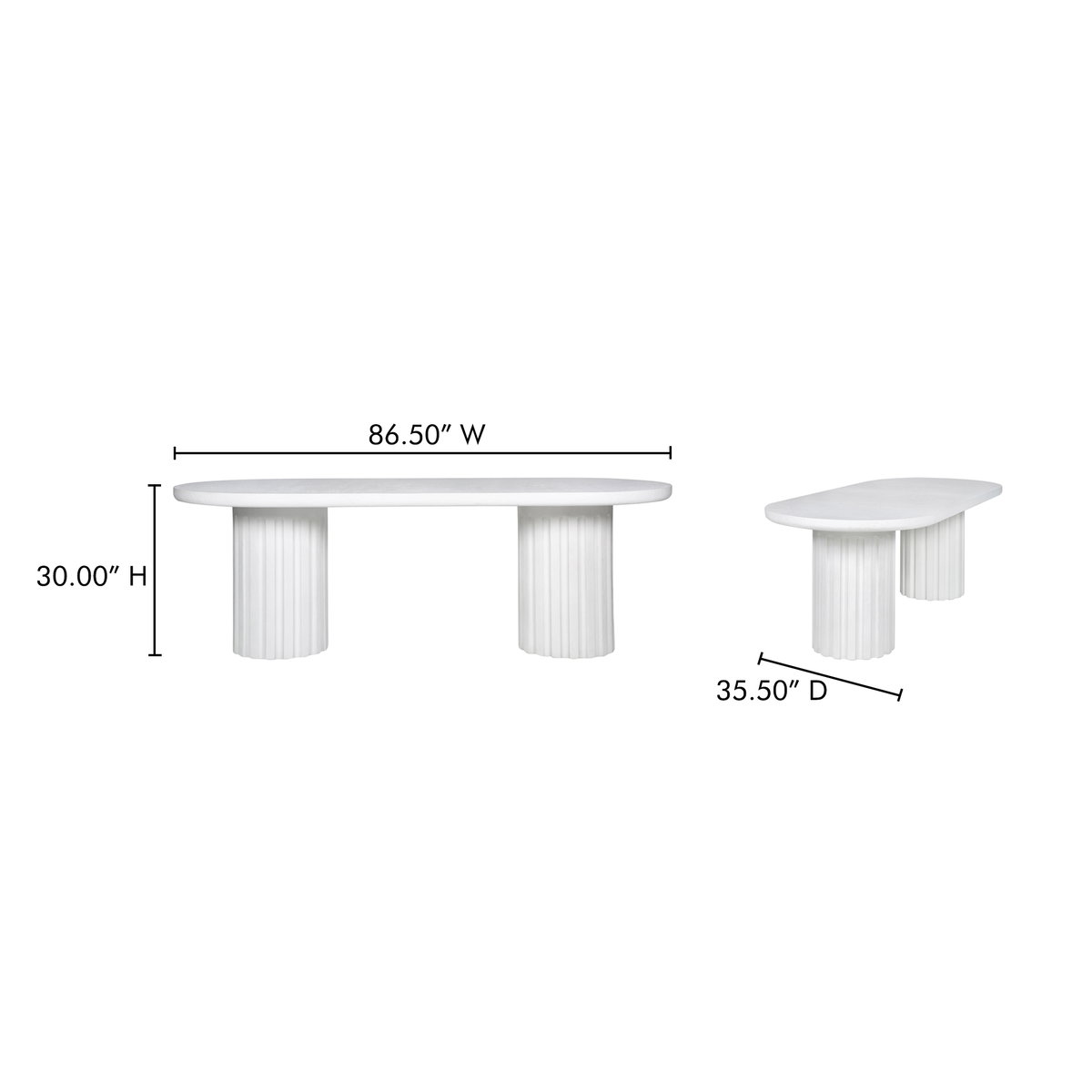 Eris Outdoor Dining Table White, Outdoor Table by Moe's Home, 7'2.5" width x 2'6" height x 2'11.5" depth View 9