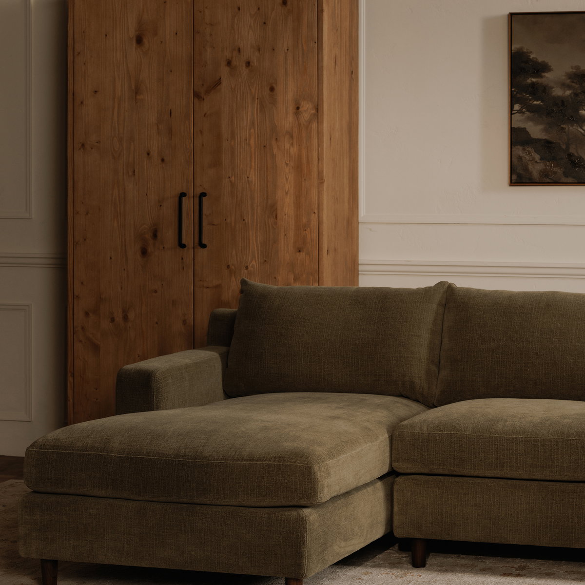 Hutton Left Sectional Olive, Sectional Sofa by Moe's Home, 100" width x 36.2" height x 29.8" depth View 8