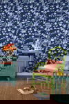 Temple Garden Navy Blue Peel & Stick Wallpaper thumbnail 1