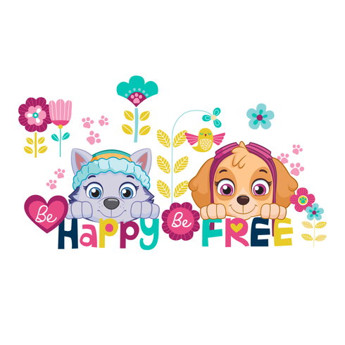Paw Patrol Skye & Everest Be Happy Quote Wall Decals