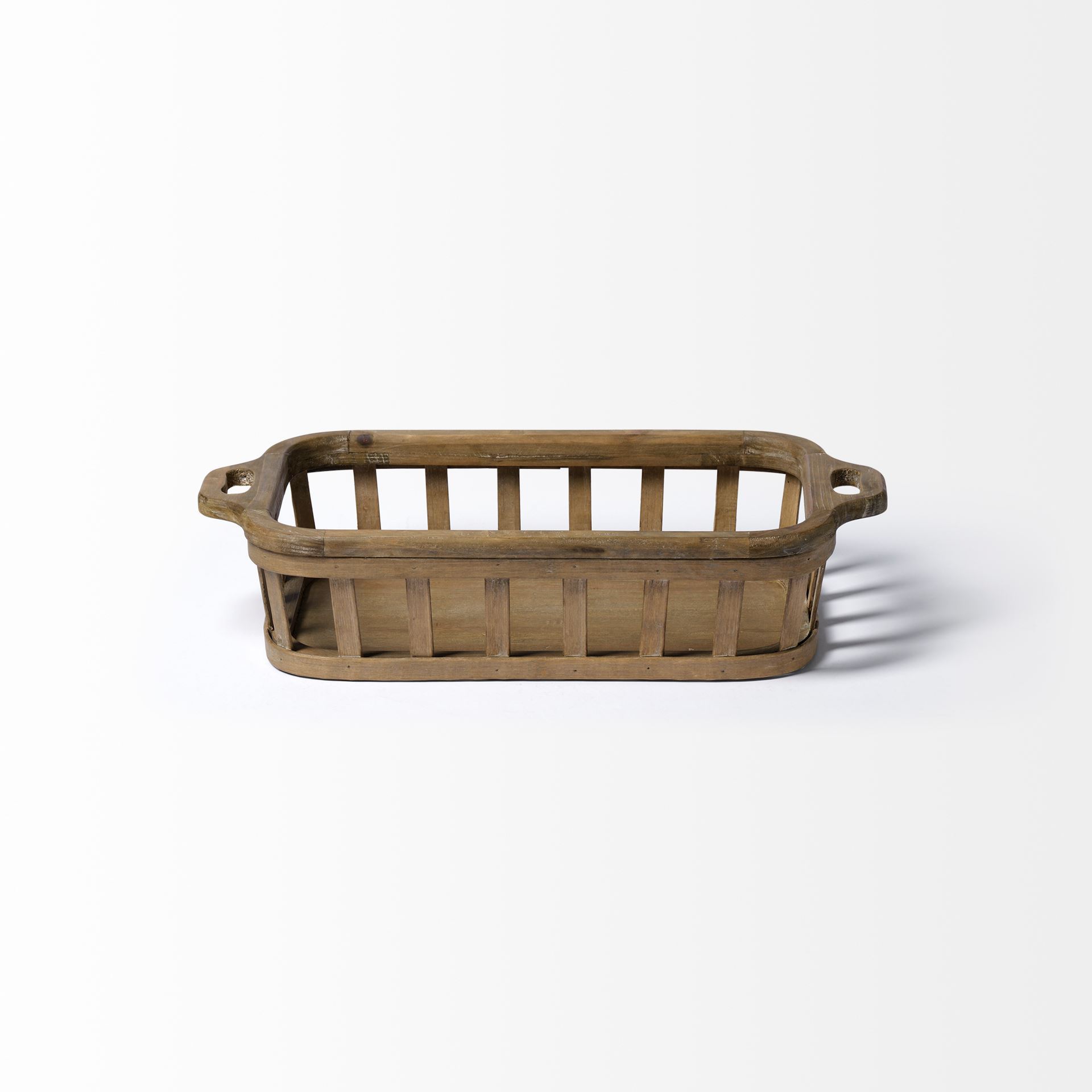 Louis Set of 2 Natural Wood Slated Nesting Trays large image 