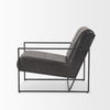 Stratton Gunmetal with Genuine Aged Black Leather Upholstered Accent Chair thumbnail 3