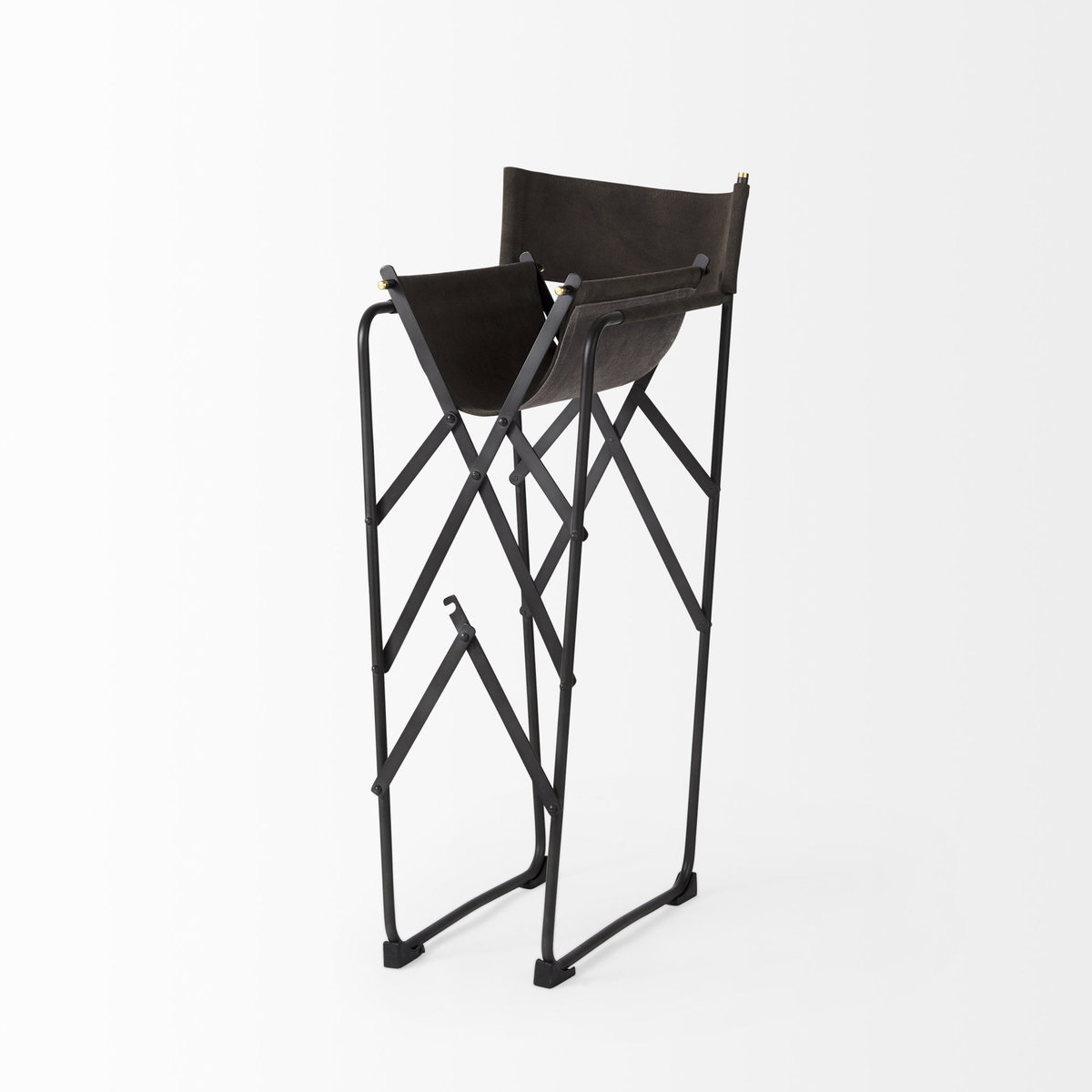Direttore Backless 40.2in Seat Bar Stool | Brown/Gray Suede with Metal, Counter & Bar Stool by Mercana, 19.3" length x 20" width x 40.2" height View 6
