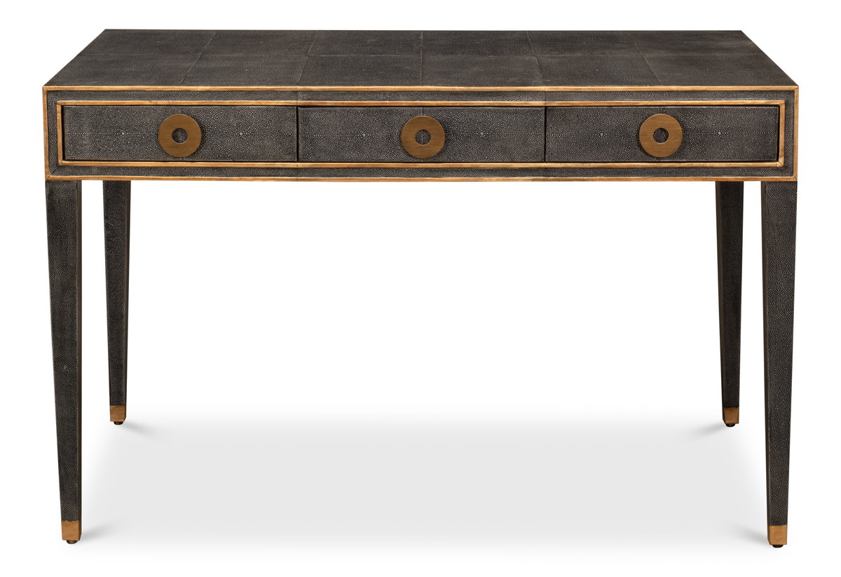 Gabriella Shagreen Desk/Table Ant.Grey, by Sarreid, 2' length x 4' width x 2'6" height View 2