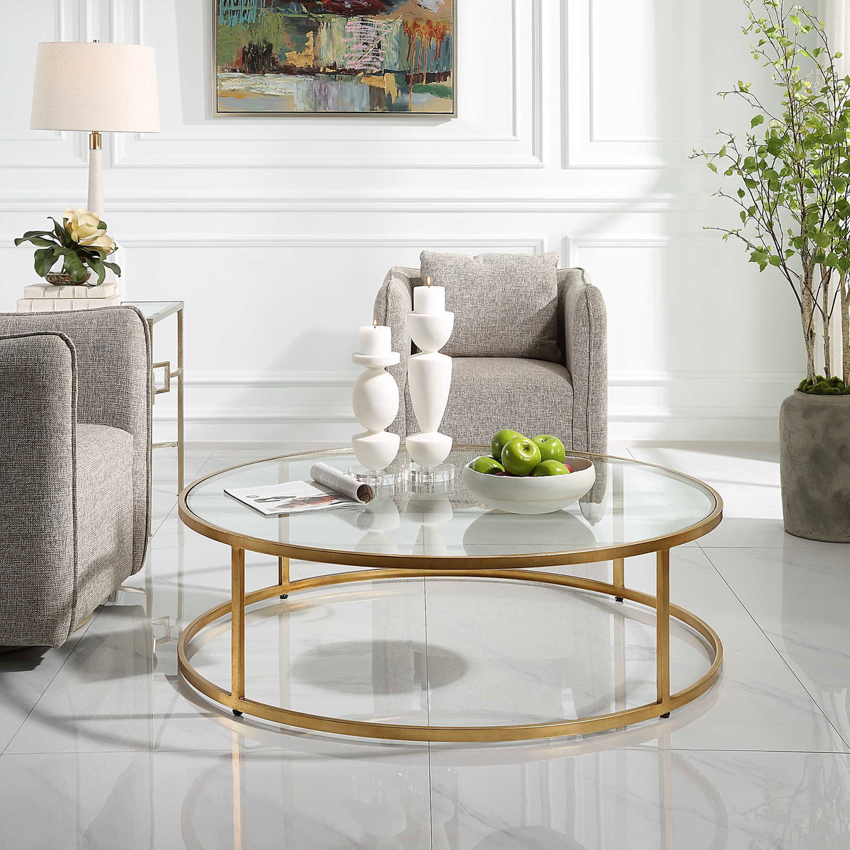 Radius Modern Circular Coffee Table, by Uttermost, 48" width x 14.5" height x 48" depth View 7