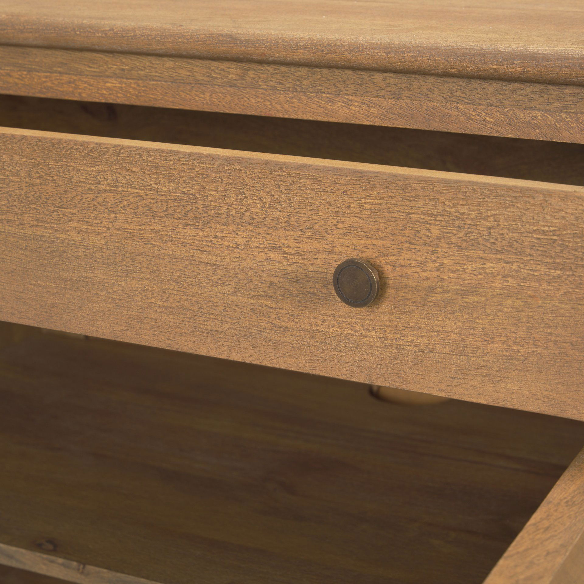 Baron Light Brown Solid Wood with Gunmetal Knobs 2-Door Accent Cabinet, Cabinets & Chest by Mercana, 34" length x 18.5" width x 27" height View 13