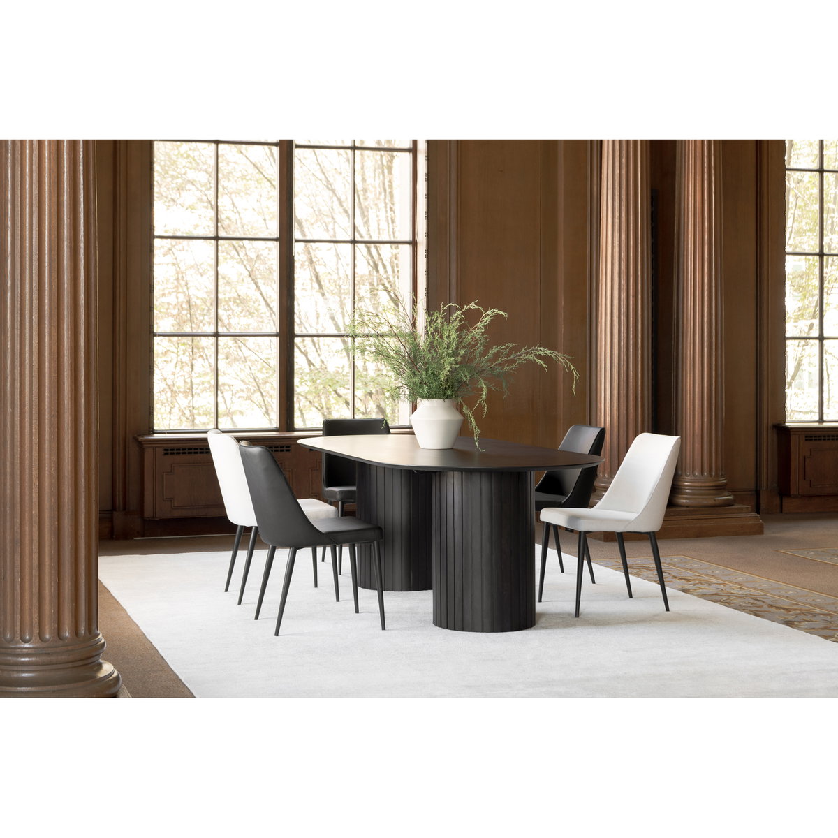 Lula Dining Chair Black Vegan Leather - Set Of Two, by Moe's Home, 18" width x 31.9" height x 23.4" depth View 10