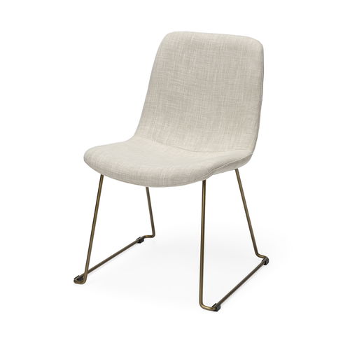 Sawyer I Beige Fabric Seat Gold Metal Frame Dining Chair