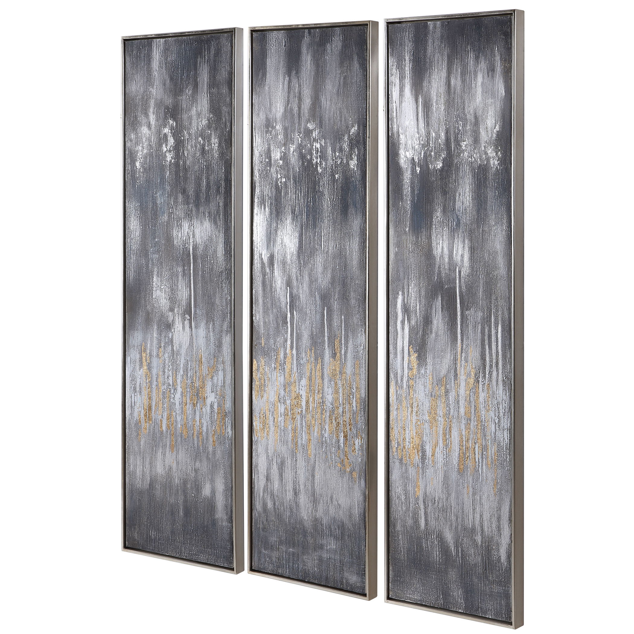 Gray Showers Hand Painted Canvases, Set/3 large image 