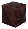 Sunday Afternoon Leather Cube Dark Brn, by Sarreid, 1'3" length x 1'3" width x 1'4" height thumbnail 1