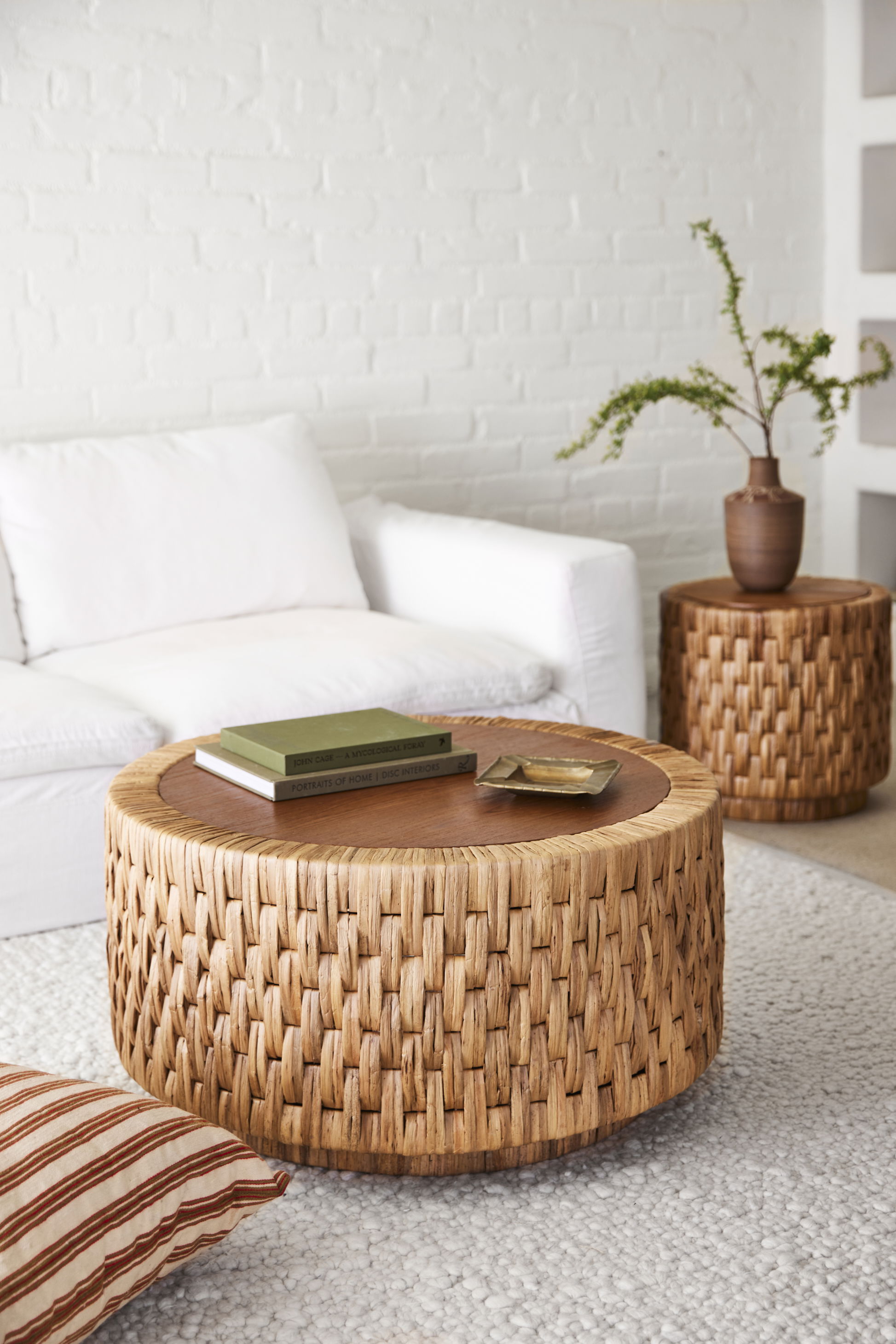 Puebla Woven Coffee Table, 17.75" height x 35" diameter View 3