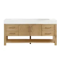 Online Designer Bathroom Maho 72'' Single Bathroom Vanity with Engineered Stone Top