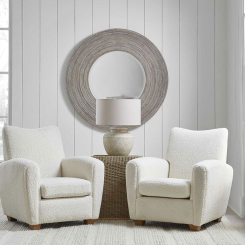 Vortex White Washed Round Mirror