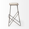 Katniss Backless 30in Seat Bar Stool | Cream Fabric with Gold Metal, Counter & Bar Stool by Mercana, 16" length x 16" width x 30" height thumbnail 5