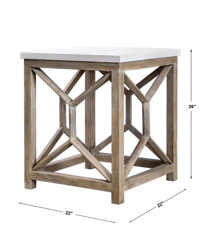Catali Stone End Table, Furniture by Uttermost, 22" width x 26" height x 22" depth View 3