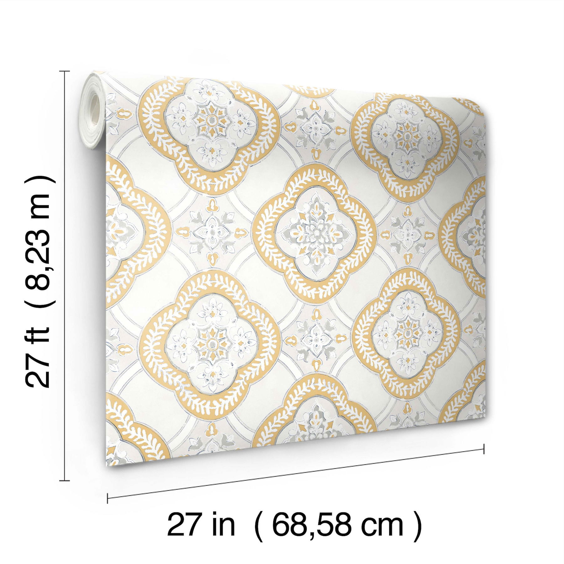 Garden Trellis Ochre Wallpaper large image 