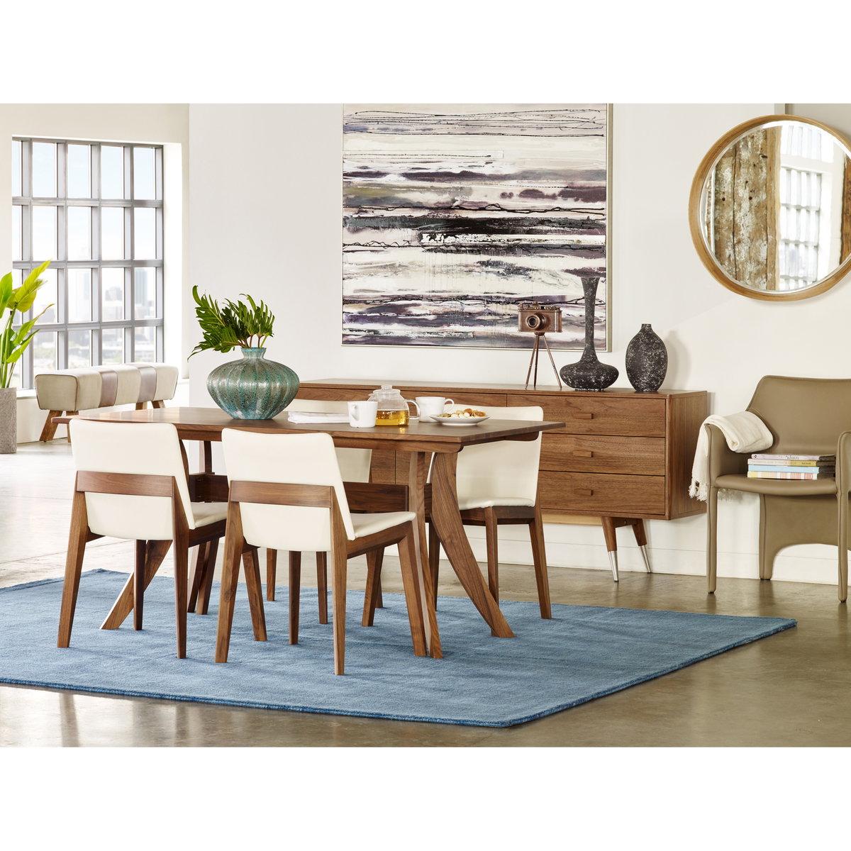 Florence Small Dining Table Brown, by Moe's Home, 63" width x 30" height x 33.5" depth View 6