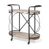 Marlon Black Metal Frame Two Tier Shelves with Stemware holder Bar Cart, Bar Carts & Cabinet by Mercana, 34.65" length x 15.35" width x 34.25" height thumbnail 1