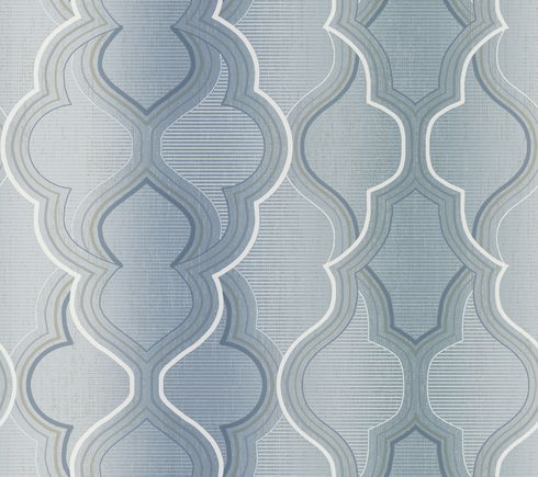 Modern Ombre Damask Blue Wallpaper