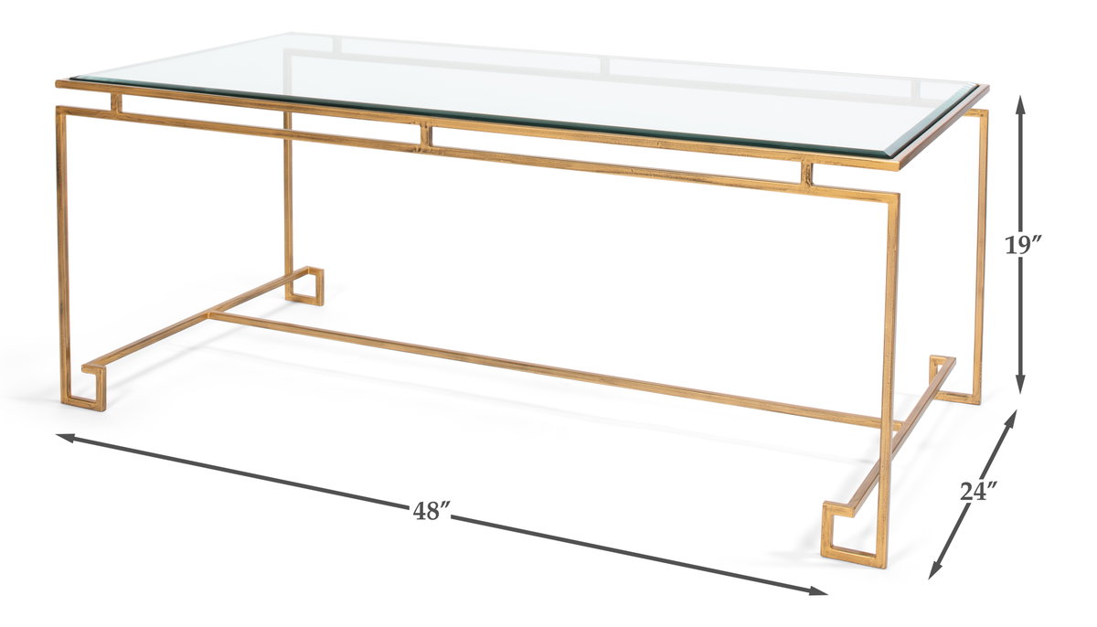 Parallel Lines Coffee Table, by Sarreid, 2' length x 4' width x 1'7" height View 13