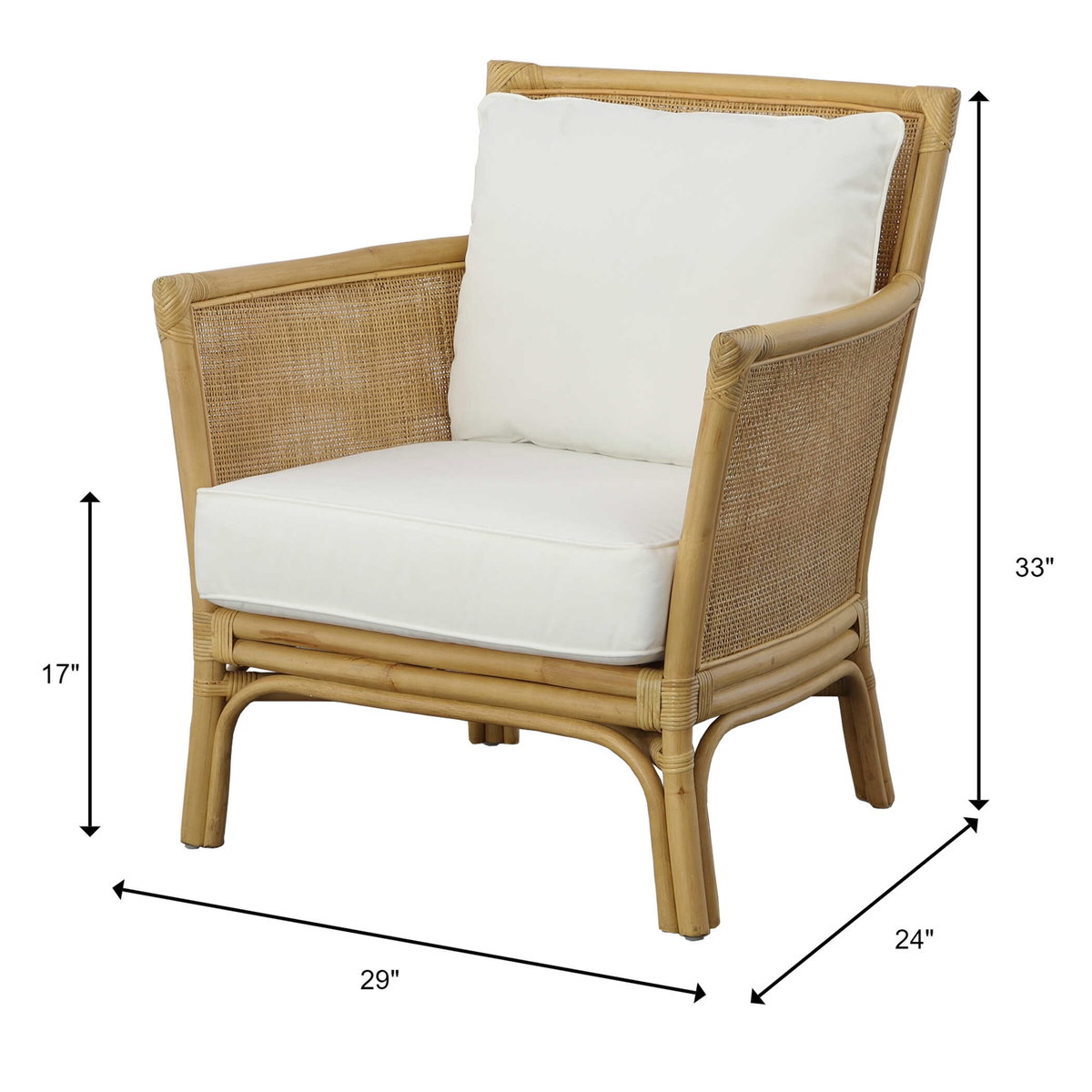 Pacific Rattan Armchair, Accent Chair by Uttermost, 29" width x 33" height x 28" depth View 3
