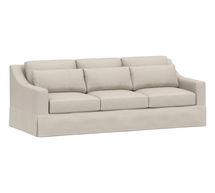 Online Designer Other York Slope Arm Slipcovered Deep Seat Grand Sofa 95" 3-Seater, Down Blend Wrapped Cushions, Performance Twill Stone