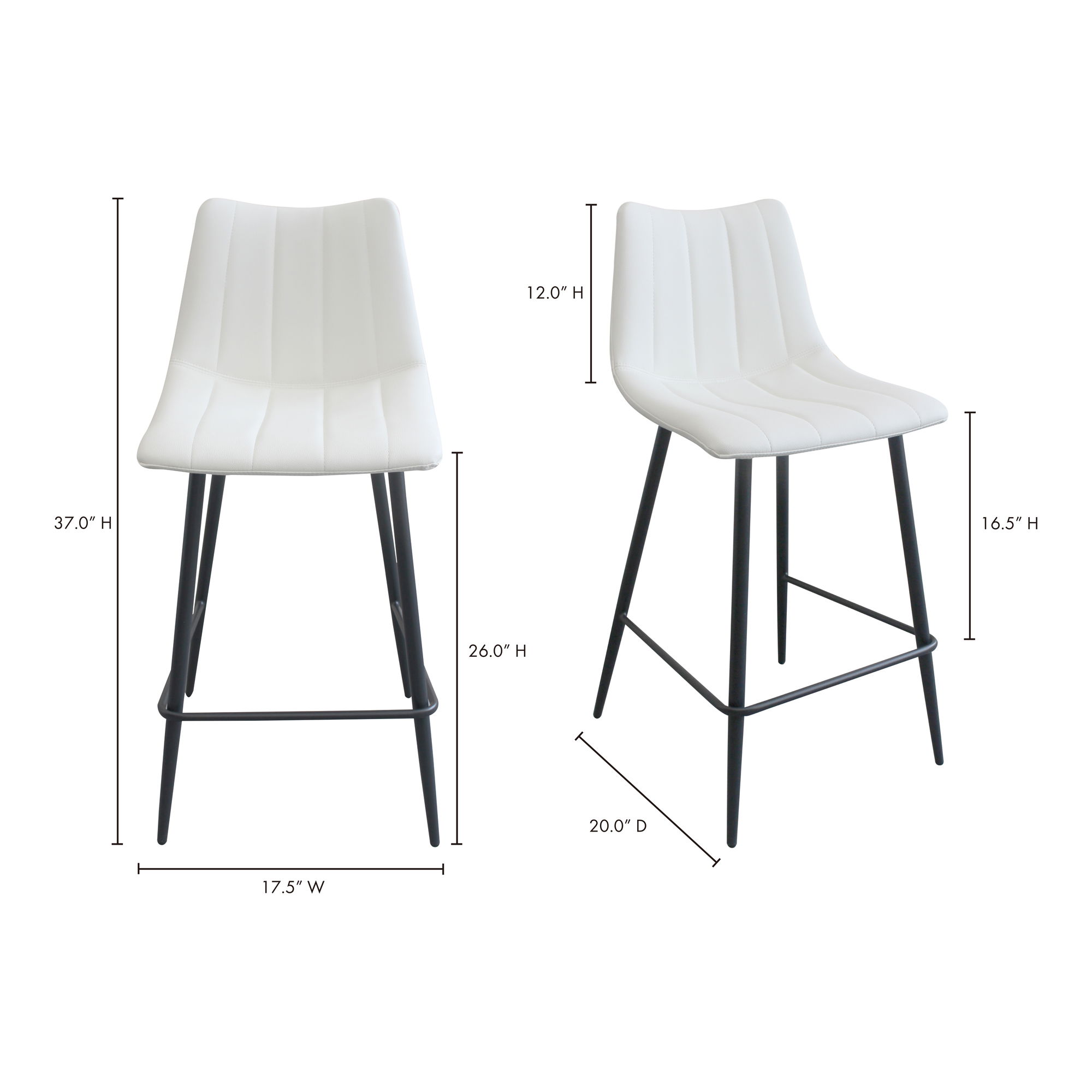 Alibi Counter Stool Ivory - Set Of Two, Counter & Bar Stool by Moe's Home, 17.7" width x 37" height x 20" depth View 11
