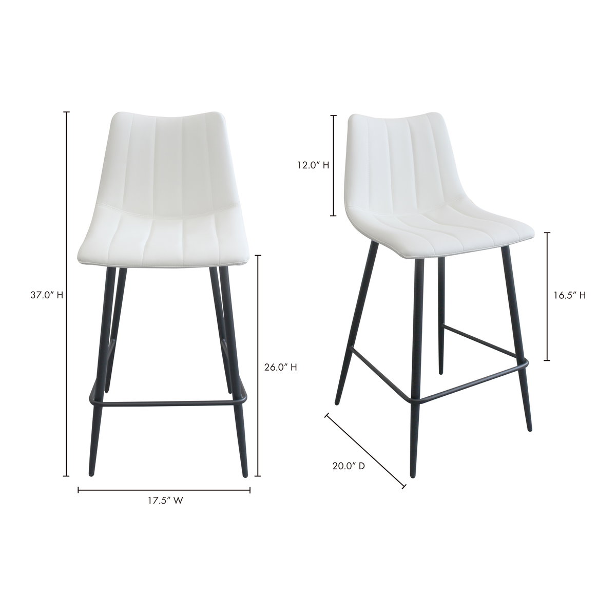 Alibi Counter Stool Ivory - Set Of Two, Counter & Bar Stool by Moe's Home, 17.7" width x 37" height x 20" depth View 11