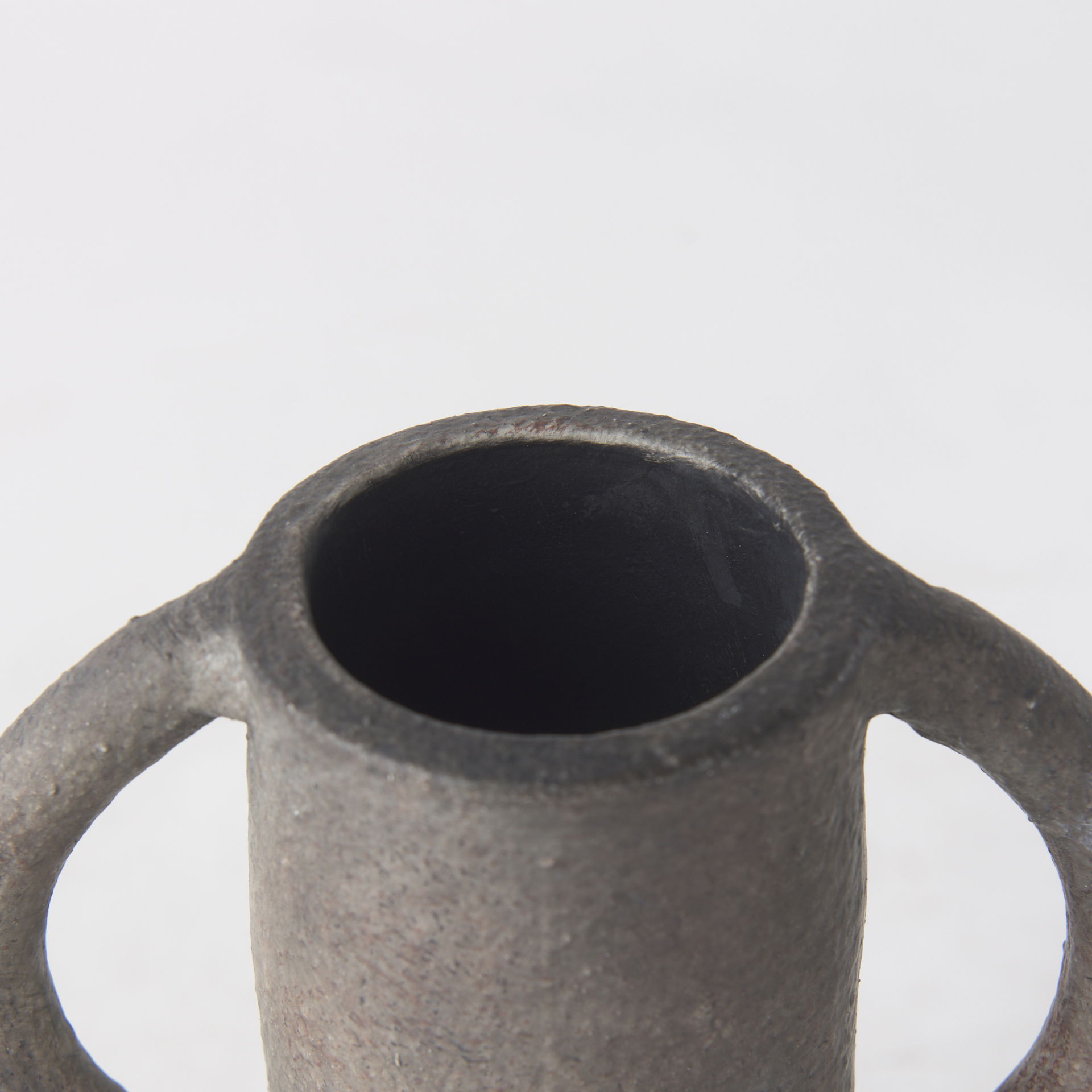 Armani 6.7H Brown-Gray Double Ear Vase, by Mercana, 4.92" length x 4.13" width x 6.69" height View 8