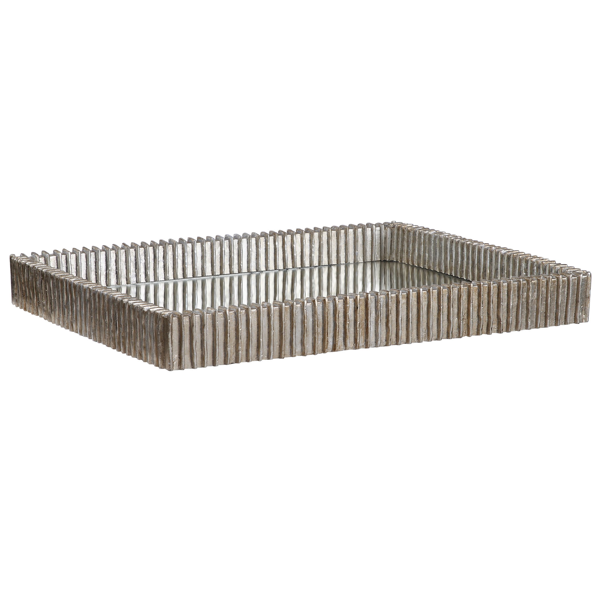 Talmage Silver Mirrored Tray, Decorative by Uttermost, 20" width x 2.25" height x 16" depth View 1