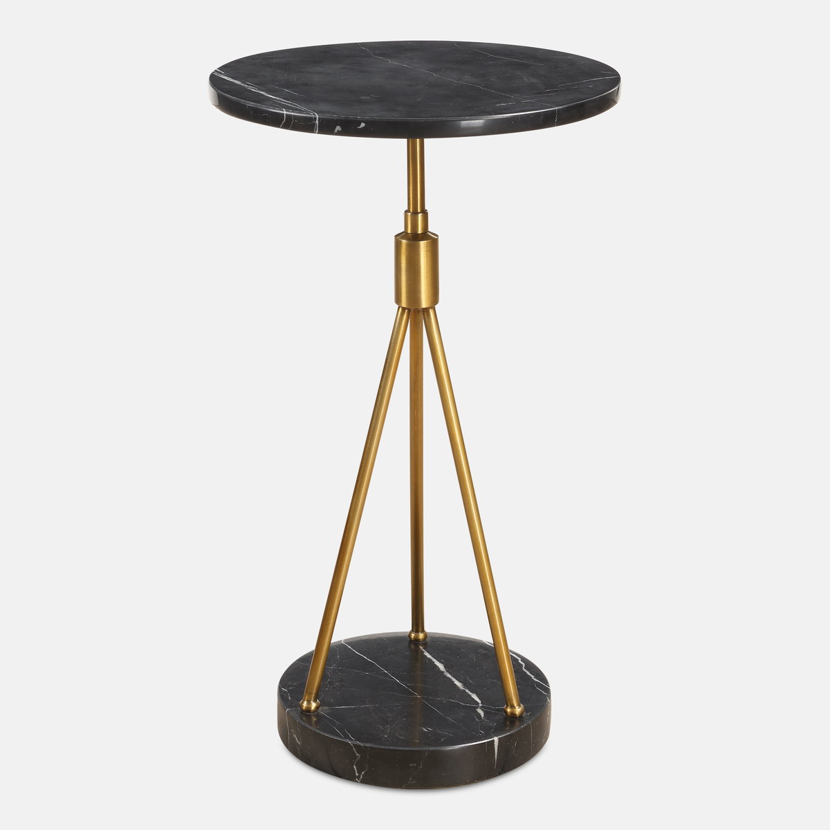 Rosston Black Marble Accent Table, Side & End Table by Uttermost, 13.75" width x 24" height x 13.75" depth View 1