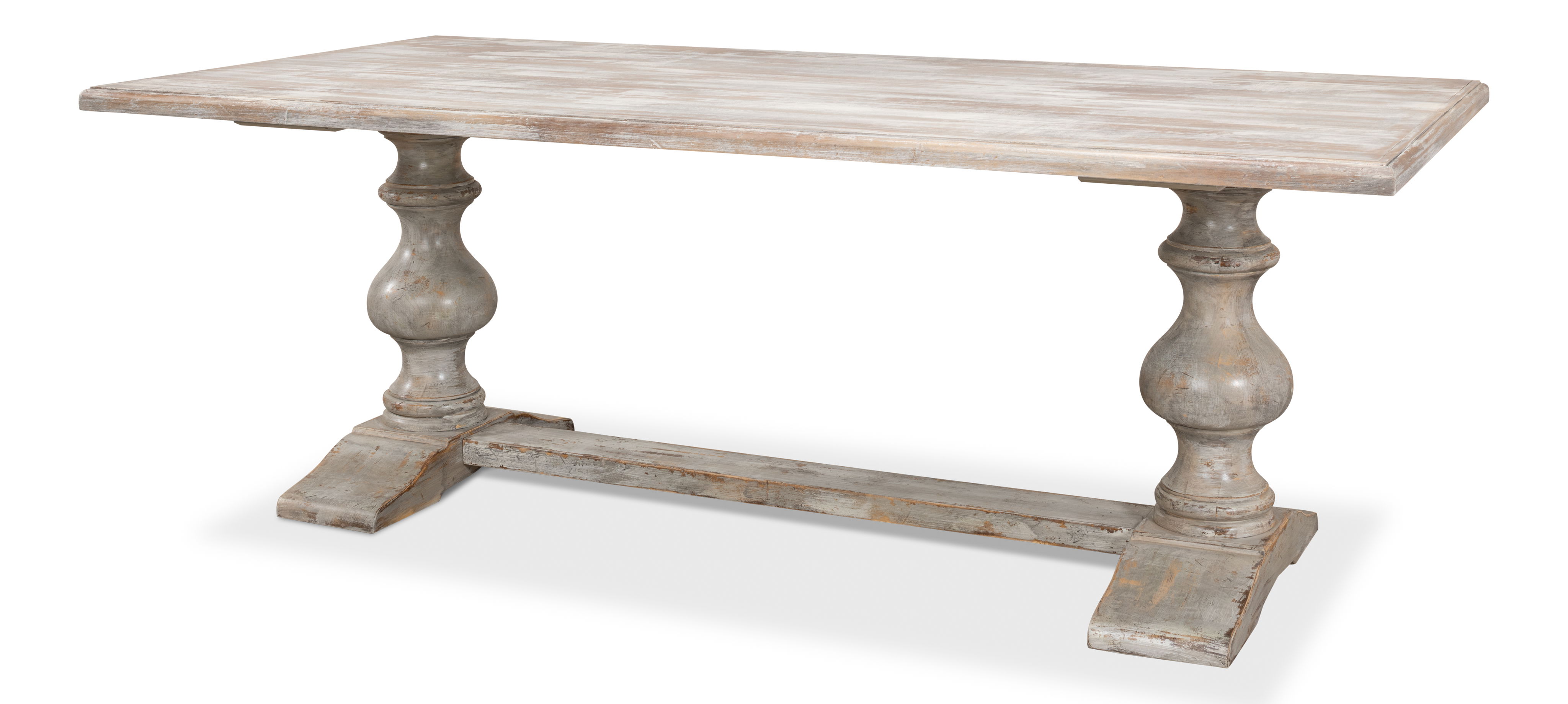 Lionisio Trestle Table, Grey Oak, Dining Table by Sarreid, 84" length x 41" width x 30" height View 1